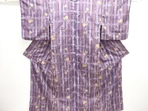 格子に桜模様小紋着物